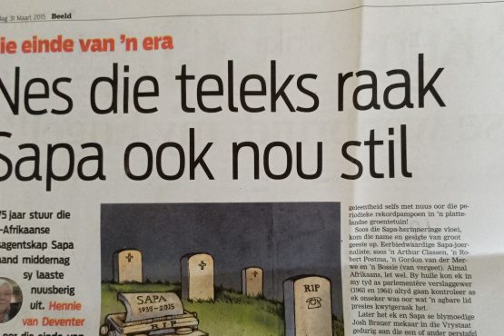 TOTSIEN AAN SAPA, TROUE NUUSBRON VIR KOERANTE